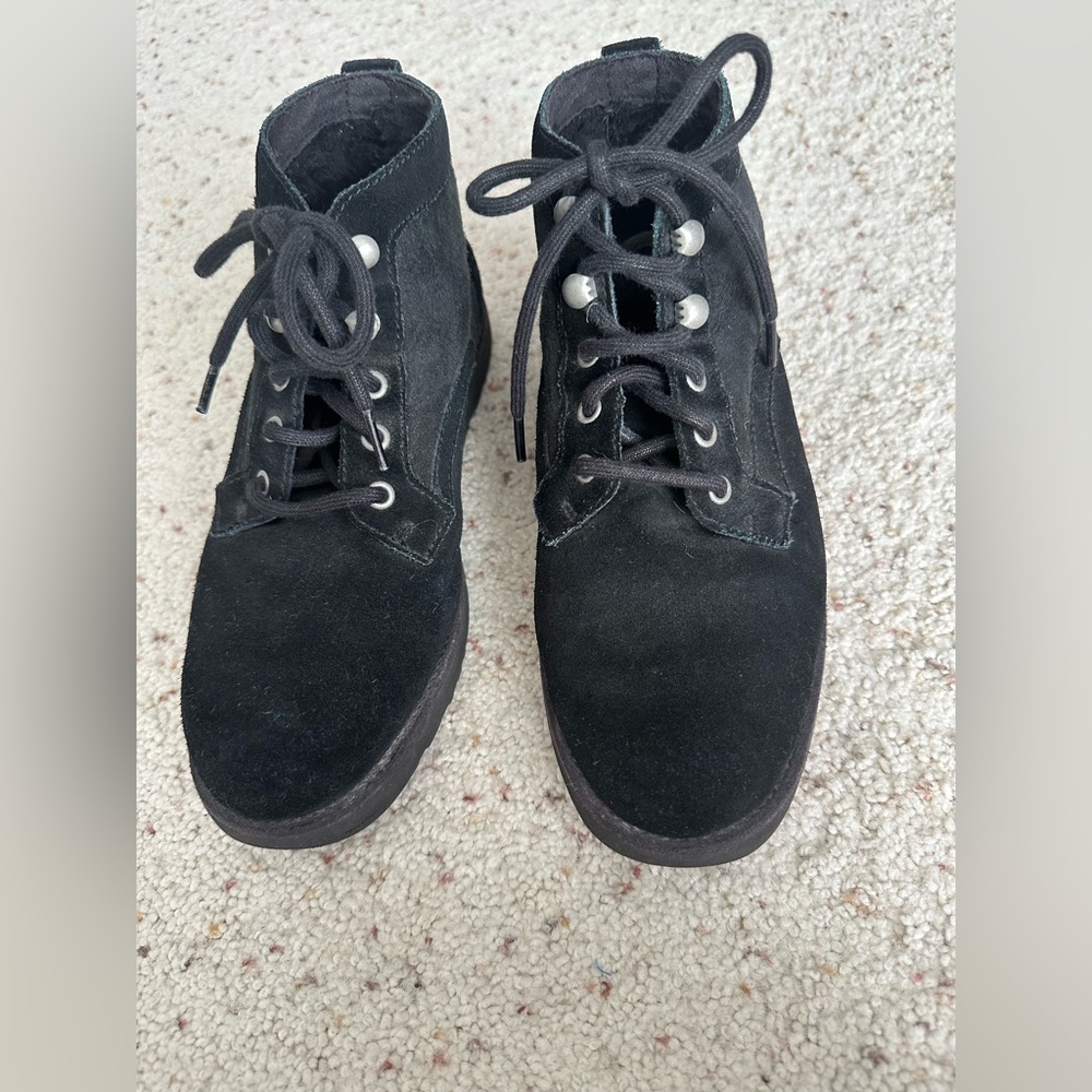 UGG Black Suede Bethany Lace-Up Ankle Boots